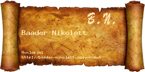 Baader Nikolett névjegykártya